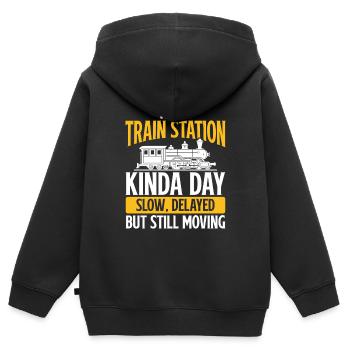 Train Driver Train Driver Train Enthusiast Station - Kids Premium Organic Zip-up Hoodie - black - Back - AI Model Kid Male (0cm)