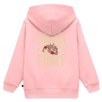 Trouvez votre force dans les sports de boxe de combat - Sweat Premium à capuche zippé enfant bio - rose - Dos - AI Model Kid Female (0cm)
