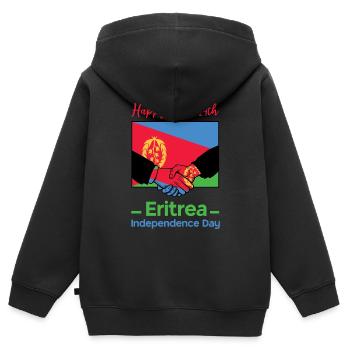 Eritrea Unabhängigkeitstag Handschlag Motiv - Kinder Premium Organic Zip Hoodie - Schwarz - Hinten - AI Model Kid Male (0cm)