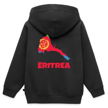 Eritrea Stolze Karte Mit Nationalsymbol - Kinder Premium Organic Zip Hoodie - Schwarz - Hinten - AI Model Kid Male (0cm)