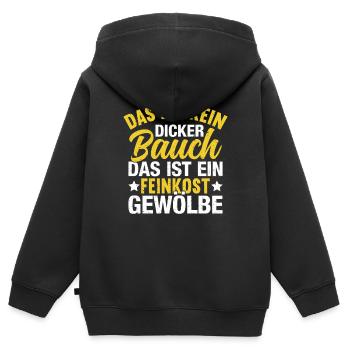 Das ist kein dicker Baucher - Kinder Premium Organic Zip Hoodie - Schwarz - Hinten - AI Model Kid Male (0cm)