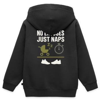 Crèche Papa Paternité Fierté - Sweat Premium à capuche zippé enfant bio - noir - Dos - AI Model Kid Male (0cm)