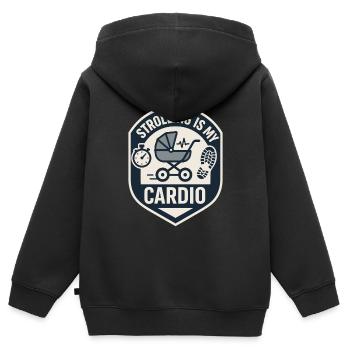 Crèche Papa Paternité Fierté - Sweat Premium à capuche zippé enfant bio - noir - Dos - AI Model Kid Male (0cm)