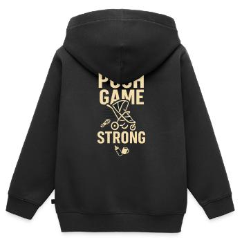 Crèche Papa Paternité Fierté - Sweat Premium à capuche zippé enfant bio - noir - Dos - AI Model Kid Male (0cm)