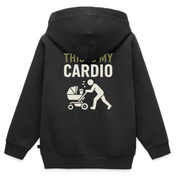 Crèche Papa Paternité Fierté - Sweat Premium à capuche zippé enfant bio - noir - Dos - AI Model Kid Male (0cm)