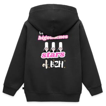 Die Bigoudènes STARS der Bretagne - Kinder Premium Organic Zip Hoodie - Schwarz - Hinten - AI Model Kid Male (0cm)