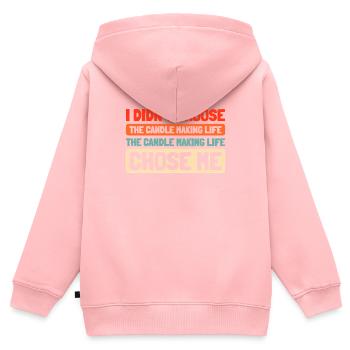 Production de bougies - Sweat Premium à capuche zippé enfant bio - rose - Dos - AI Model Kid Female (0cm)