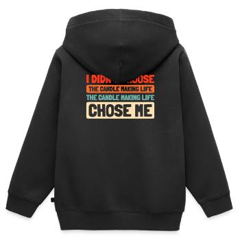 Production de bougies - Sweat Premium à capuche zippé enfant bio - noir - Dos - AI Model Kid Male (0cm)