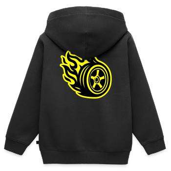 Reifen Flamme Auto - Kinder Premium Organic Zip Hoodie - Schwarz - Hinten - AI Model Kid Male (0cm)
