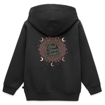 Boho Yoga Cadeau spirituel pour les yogis conscients - Sweat Premium à capuche zippé enfant bio - noir - Dos - AI Model Kid Male (0cm)