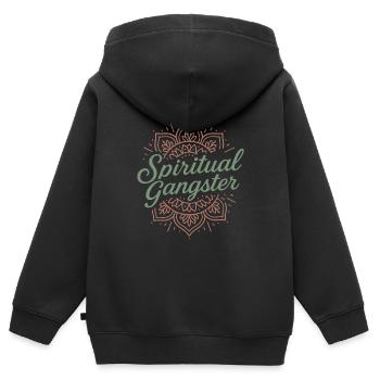 Boho Yoga Cadeau spirituel pour les yogis conscients - Sweat Premium à capuche zippé enfant bio - noir - Dos - AI Model Kid Male (0cm)