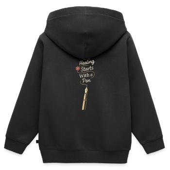 Gratitude Practice Journal Lover Emotional - Kids Premium Organic Zip-up Hoodie - black - Back - AI Model Kid Male (0cm)