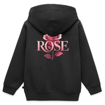 Rose - Cooles botanisches Logo - Kinder Premium Organic Zip Hoodie - Schwarz - Hinten - AI Model Kid Male (0cm)