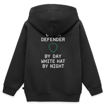 Cybersécurité Info Sec White Hat Hacker Éthique - Sweat Premium à capuche zippé enfant bio - noir - Dos - AI Model Kid Male (0cm)