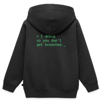 Cybersécurité Info Sec White Hat Hacker Éthique - Sweat Premium à capuche zippé enfant bio - noir - Dos - AI Model Kid Male (0cm)