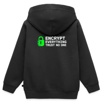 Cybersécurité Info Sec White Hat Hacker Éthique - Sweat Premium à capuche zippé enfant bio - noir - Dos - AI Model Kid Male (0cm)