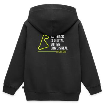 Sim Racing Simulator Cockpit Esports Racer - Kinder Premium Organic Zip Hoodie - Schwarz - Hinten - AI Model Kid Male (0cm)