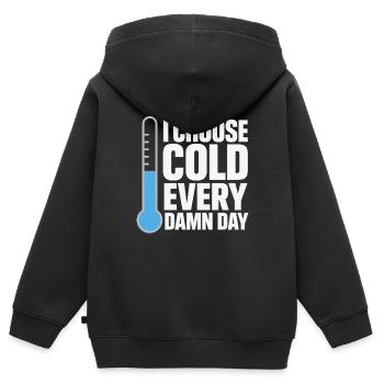 Douches froides Dureté mentale Exposition au froid - Sweat Premium à capuche zippé enfant bio - noir - Dos - AI Model Kid Male (0cm)