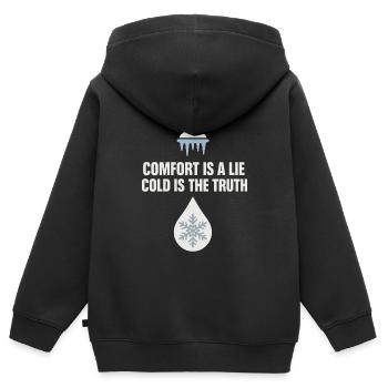 Douches froides Dureté mentale Exposition au froid - Sweat Premium à capuche zippé enfant bio - noir - Dos - AI Model Kid Male (0cm)