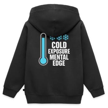 Douches froides Dureté mentale Exposition au froid - Sweat Premium à capuche zippé enfant bio - noir - Dos - AI Model Kid Male (0cm)