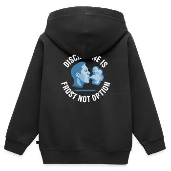 Douches froides Dureté mentale Exposition au froid - Sweat Premium à capuche zippé enfant bio - noir - Dos - AI Model Kid Male (0cm)