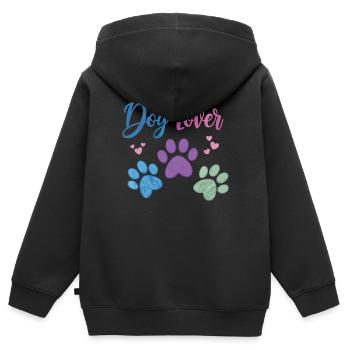 Hundeliebhaber - Hundepfote - Kinder Premium Organic Zip Hoodie - Schwarz - Hinten - AI Model Kid Male (0cm)