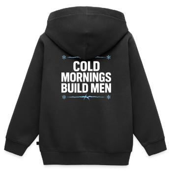Douches froides Dureté mentale Exposition au froid - Sweat Premium à capuche zippé enfant bio - noir - Dos - AI Model Kid Male (0cm)