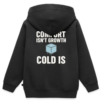 Douches froides Dureté mentale Exposition au froid - Sweat Premium à capuche zippé enfant bio - noir - Dos - AI Model Kid Male (0cm)