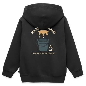 Boire du lait cru Lait cru de la ferme Fraîcheur - Sweat Premium à capuche zippé enfant bio - noir - Dos - AI Model Kid Male (0cm)
