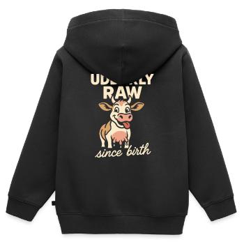 Boire du lait cru Lait cru de la ferme Fraîcheur - Sweat Premium à capuche zippé enfant bio - noir - Dos - AI Model Kid Male (0cm)