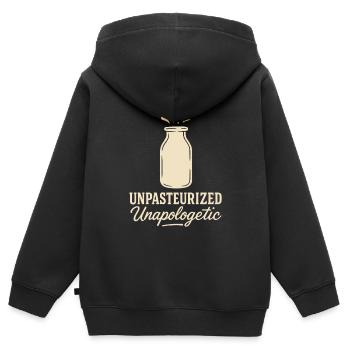 Boire du lait cru Lait cru de la ferme Fraîcheur - Sweat Premium à capuche zippé enfant bio - noir - Dos - AI Model Kid Male (0cm)