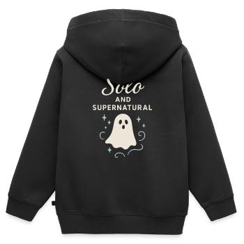 Rupture fantomatique-humour-rencontre-erreur-célibataire - Sweat Premium à capuche zippé enfant bio - noir - Dos - AI Model Kid Male (0cm)