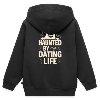 Rupture fantomatique-humour-rencontre-erreur-célibataire - Sweat Premium à capuche zippé enfant bio - noir - Dos - AI Model Kid Male (0cm)