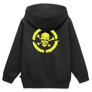 Schädel Schädel Knochenkreis - Kinder Premium Organic Zip Hoodie - Schwarz - Hinten - AI Model Kid Male (0cm)