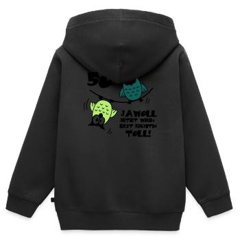 Geburtstag 50 jawoll lustige Eulen - Kinder Premium Organic Zip Hoodie - Schwarz - Hinten - AI Model Kid Male (0cm)
