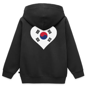 Je aime la Corée du Sud - Sweat Premium à capuche zippé enfant bio - noir - Dos - AI Model Kid Male (0cm)