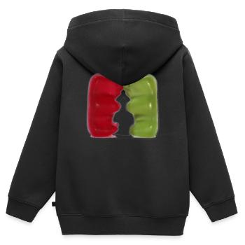 Gummibärchen Kuss - Kinder Premium Organic Zip Hoodie - Schwarz - Hinten - AI Model Kid Male (0cm)