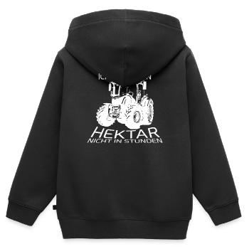 ich arbeite in Hektar nicht in stunden - Kinder Premium Organic Zip Hoodie - Schwarz - Hinten - AI Model Kid Male (0cm)
