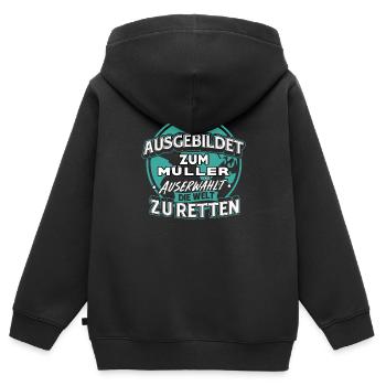 Müller Mühle Mühlen Mühlenwirtschaft Geschenk - Kinder Premium Organic Zip Hoodie - Schwarz - Hinten - AI Model Kid Male (0cm)