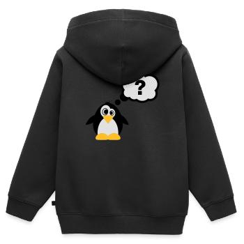 Pinguine Fragezeichen - Kinder Premium Organic Zip Hoodie - Schwarz - Hinten - AI Model Kid Male (0cm)
