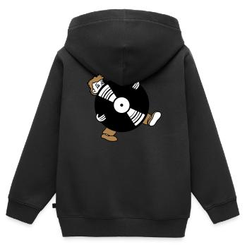 round circle vinyl plate dj hang up party music fe - Kids Premium Organic Zip-up Hoodie - black - Back - AI Model Kid Male (0cm)
