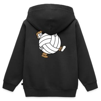 riesig volleyball sport verein kugel ball tragen s - Kinder Premium Organic Zip Hoodie - Schwarz - Hinten - AI Model Kid Male (0cm)