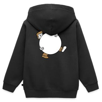 kugel ball tragen schleppen gross schwer mann figu - Kinder Premium Organic Zip Hoodie - Schwarz - Hinten - AI Model Kid Male (0cm)
