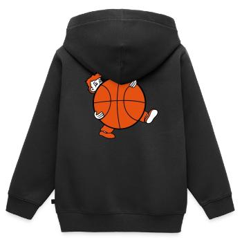 basketball sport verein riesig korb werfen kugel b - Kinder Premium Organic Zip Hoodie - Schwarz - Hinten - AI Model Kid Male (0cm)