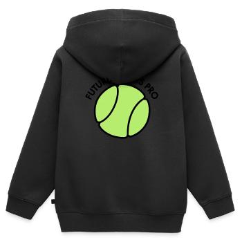 Tennis - Kinder Premium Organic Zip Hoodie - Schwarz - Hinten - AI Model Kid Male (0cm)