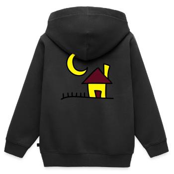 Kinderzeichnungen: Nachthaus - Kids Premium Organic Zip-up Hoodie - black - Back - AI Model Kid Male (0cm)
