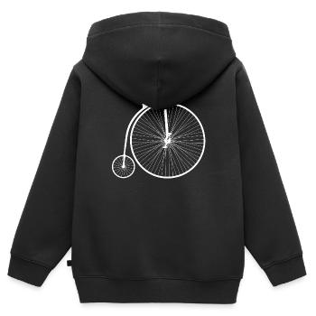 grand bi (motif blanc) - Sweat Premium à capuche zippé enfant bio - noir - Dos - AI Model Kid Male (0cm)