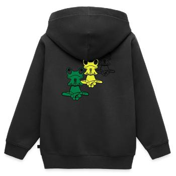 Relaxation de grenouille yoga méditation - Sweat Premium à capuche zippé enfant bio - noir - Dos - AI Model Kid Male (0cm)