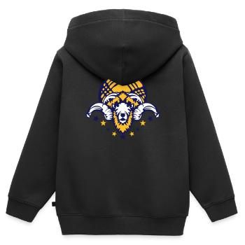 Petanque Belier Horn Logo Schlägerball - Kinder Premium Organic Zip Hoodie - Schwarz - Hinten - AI Model Kid Male (0cm)