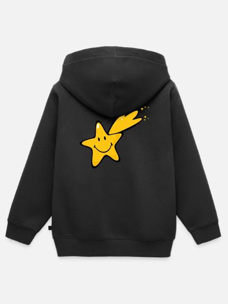 Smiley Shooting Star - Kinder Premium Organic Zip Hoodie - Schwarz